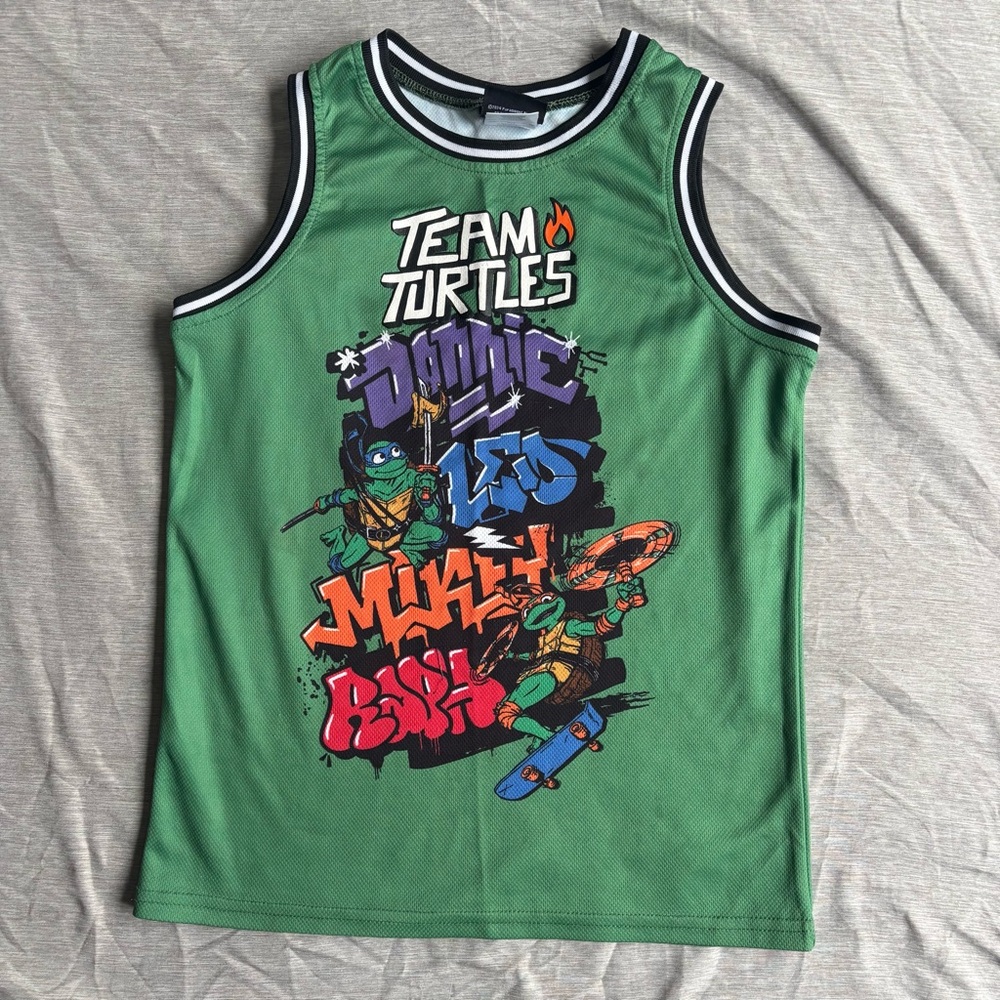 Team Turtles Green Graphic Kids Jersey Tank Top